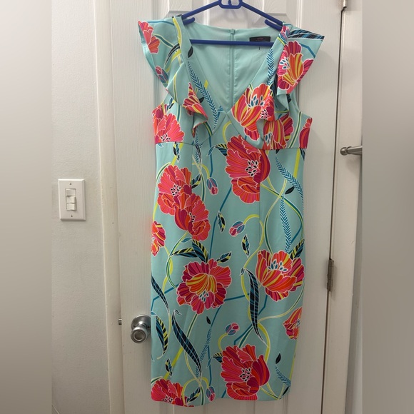 Trina Turk Aqua Floral Midi Dress - Picture 1 of 3